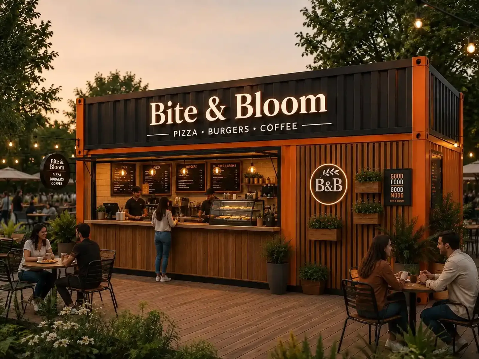 Commercial cafe container installed at a UAE retail location