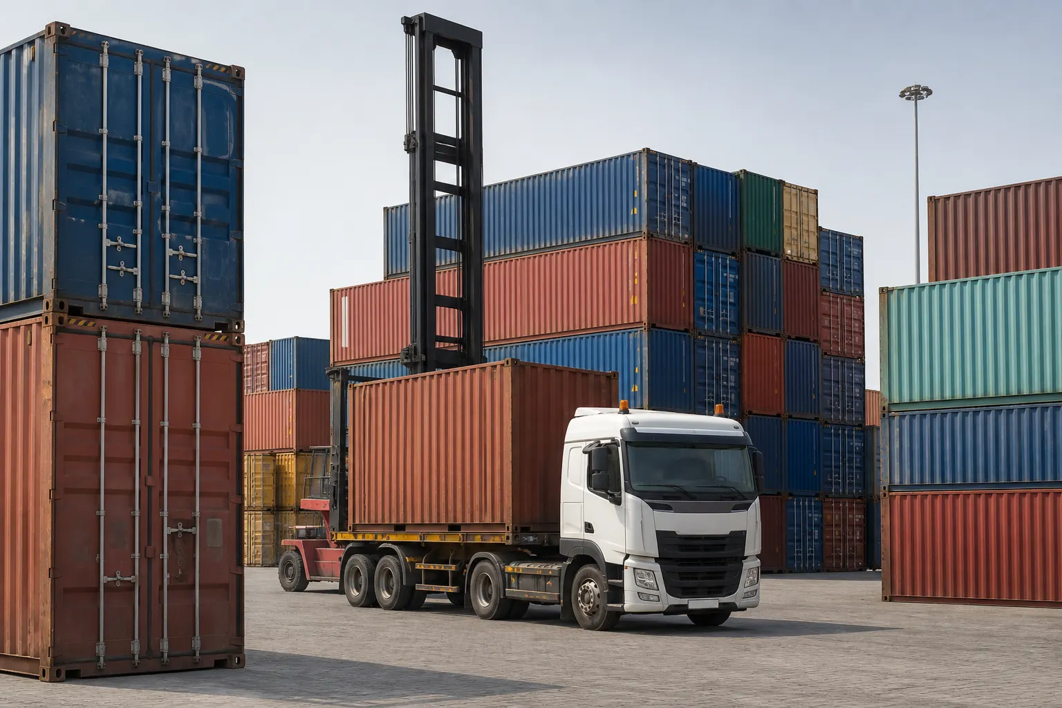 Shipping containers in a Sharjah industrial corridor