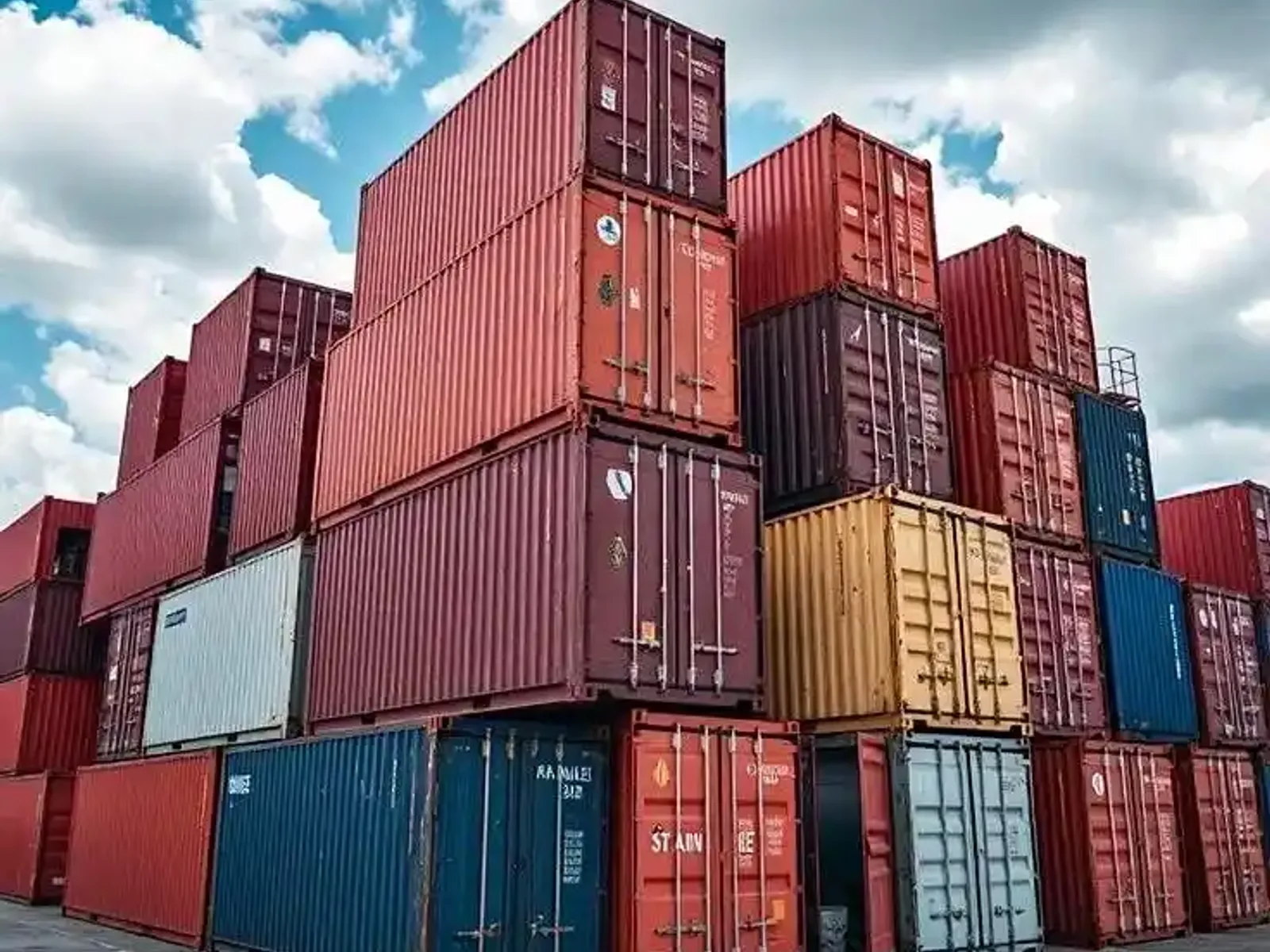 Shipping containers prepared for commercial sale in Dubai