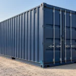 Shipping container being inspected on a UAE industrial storage site